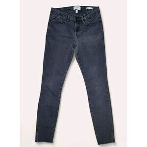 Frame Le Skinny De Jeanne Size 29 Women's Black Gray Jeans Ankle Frayed Bottom